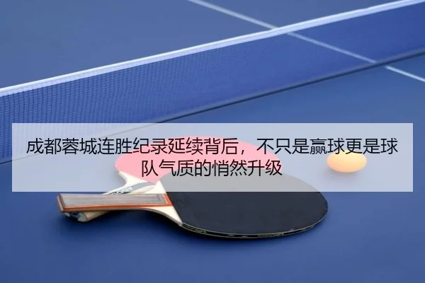 成都蓉城连胜纪录延续背后，不只是赢球更是球队气质的悄然升级